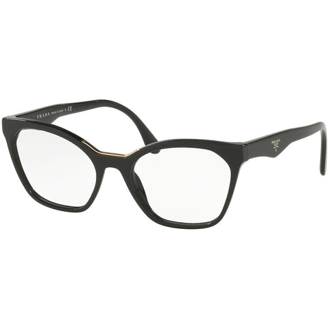 Prada Cat Eye Eyeglasses Women's Black w/Demo Lens PR09UV 1AB1O1