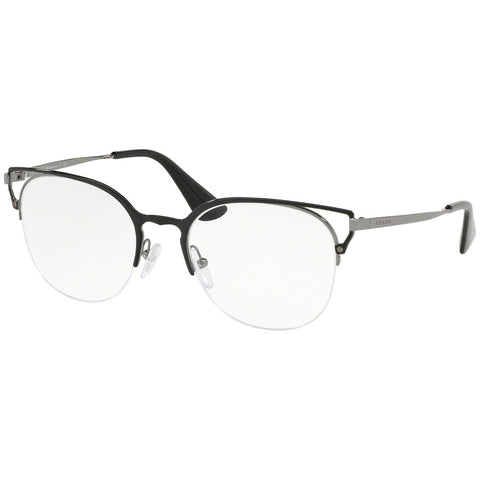 Prada Cat Eye Women's Eyeglasses Black / Gunmetal Frame w/Demo Lens PR64UV M4Y1O1