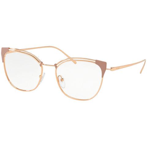 Prada Cat Eye Eyeglasses Women's Beige / Pink Gold w/Demo Lens PR62UV YEP1O1