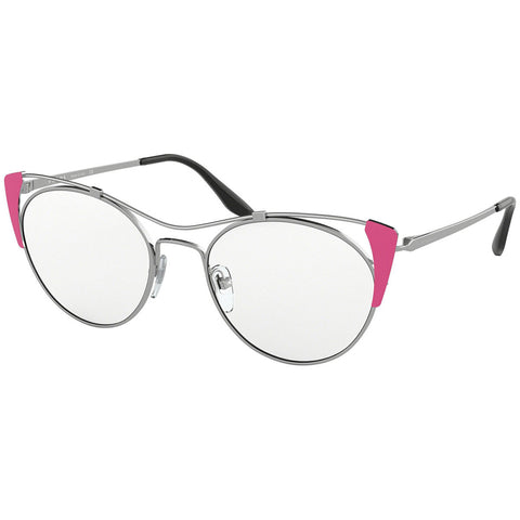 Prada Cat Eye Women's Eyeglasses Silver Pink w/Demo Lens PR58VV 3321O1