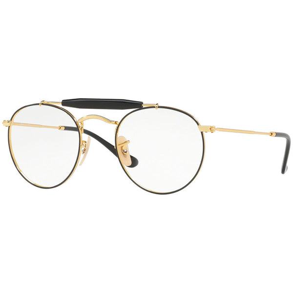 RayBan Round Unisex Eyeglasses Gold Black w/Demo Lens RX3747V-2946