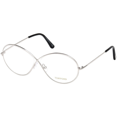 Tom Ford Women's Oval Eyeglasses Shiny Rhodium w/Demo Lens FT5517 018
