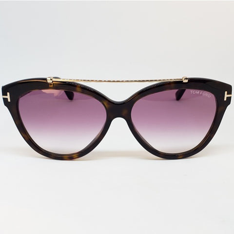 Tom Ford Livia Cat Eye Dark Tortoise Frame Rose Gradient Lens Sunglasses FT0518 52Z