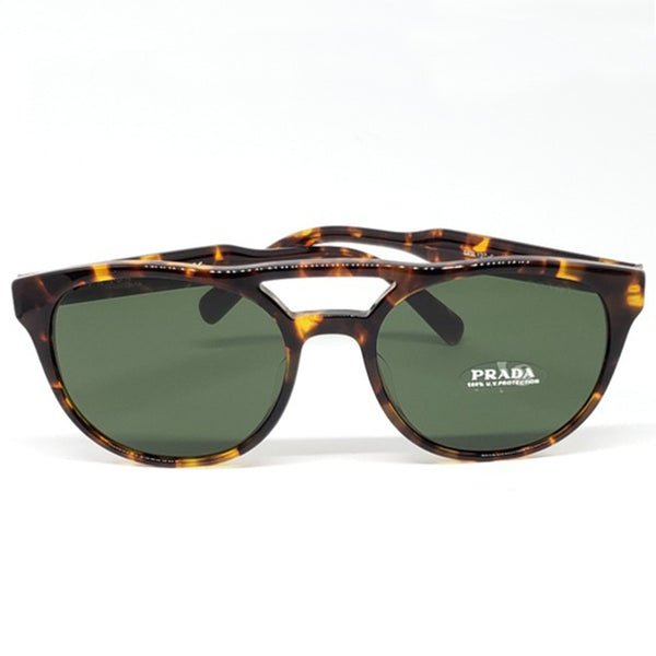 Prada Square Unisex Sunglasses Havana With Green Lens - Front
