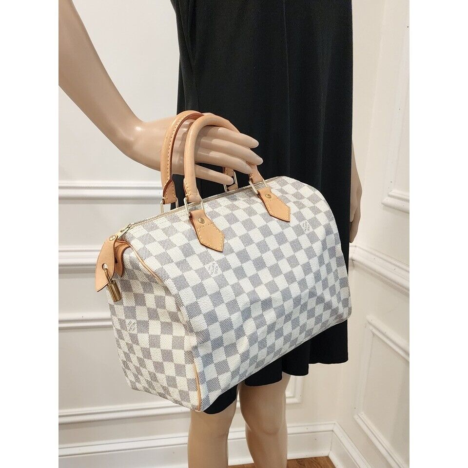 Louis Vuitton Speedy 30 Damier Azur Canvas Satchel Bag