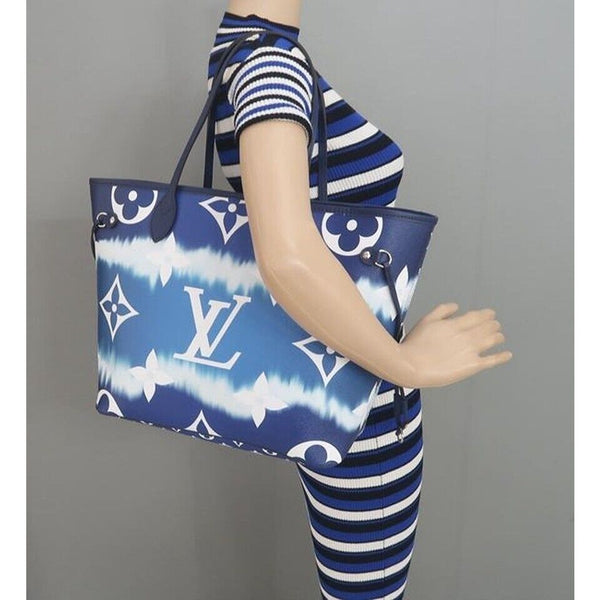 Louis Vuitton Neverfull Escale Bleu Tie Dye MM Tote Monogram Canvas | Like New