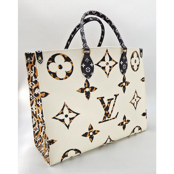 Louis Vuitton Onthego Giant Jungle Ivoire And Yellow Monogram Canvas Tote