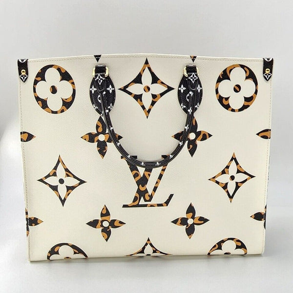Louis Vuitton Onthego Giant Jungle Ivoire And Yellow Monogram Canvas Tote