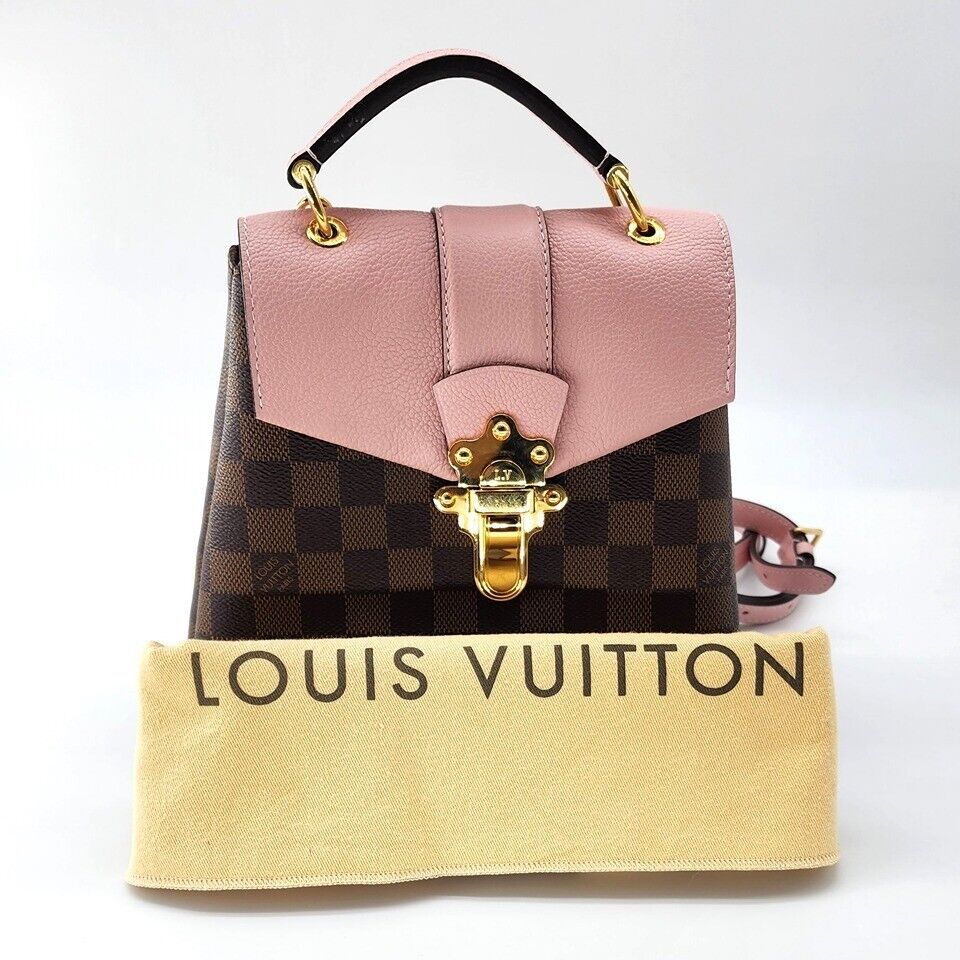 Louis Vuitton Pink Damier Ebene Canvas and Leather Clapton