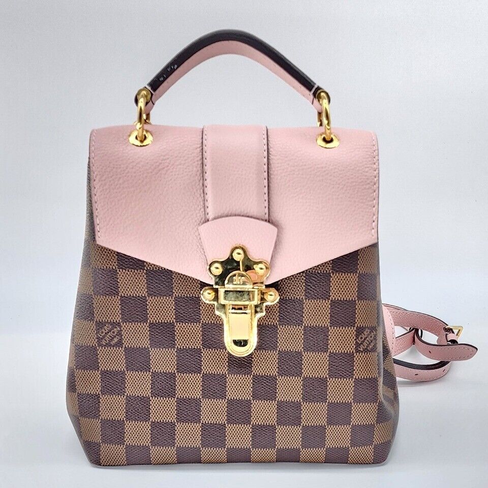 louis vuitton backpack clapton damier ebene with accessories brown pink Pre Loved Casual and decidedly on Louis Vuitton Clapton Backpack Damier