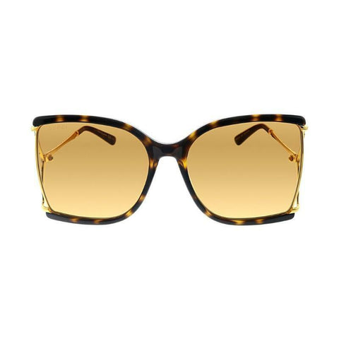 Gucci Women Oversized Sunglasses in Havana/Gold frame w/Orange Lens GG0592S-003