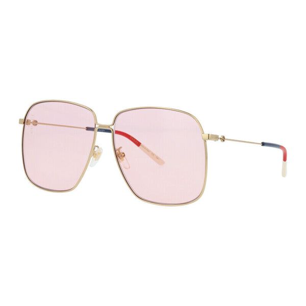 Gucci Women Oversized Sunglasses in Gold frame with Pink Lens GG0394S 004