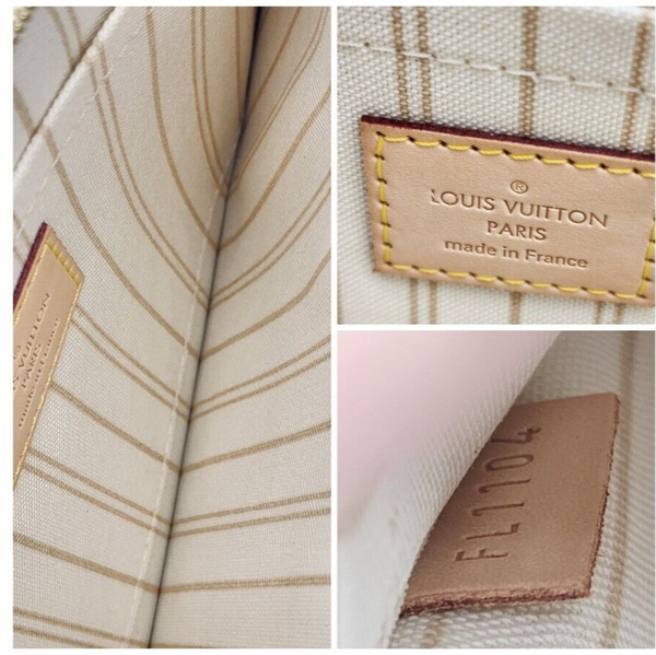 Louis Vuitton Neverfull GM Tote W/Pochette Damier Azur Canvas Like New Condition