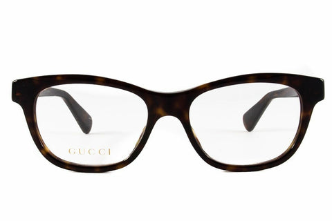 Gucci Women Rectangular Eyeglasses in Havana Frame w/Demo Lens GG0372O 002