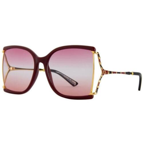 GUCCI Women Butterfly Sunglasses in Pink/Gold Frame w/Pink Lens GG0592S 004