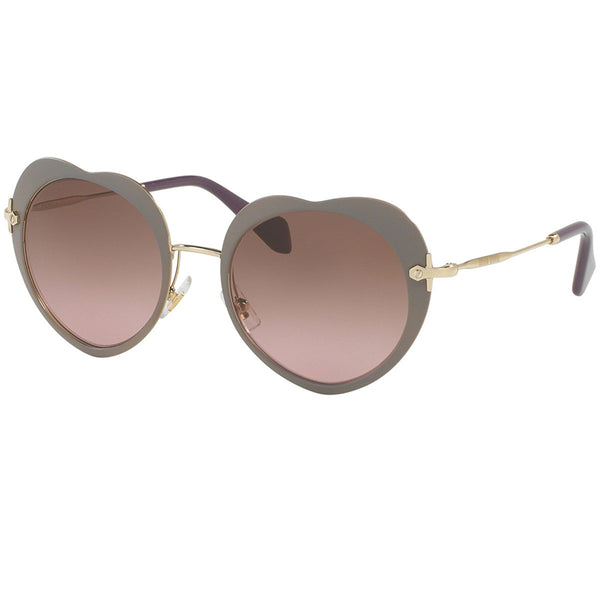 MiuMiu Round Women Sunglasses Matte Beige - Violet Lens