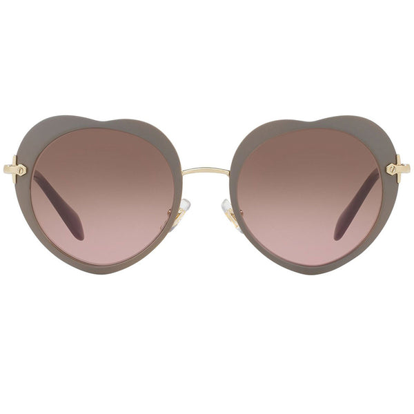 MiuMiu Round Women Sunglasses Matte Beige - Violet Lens
