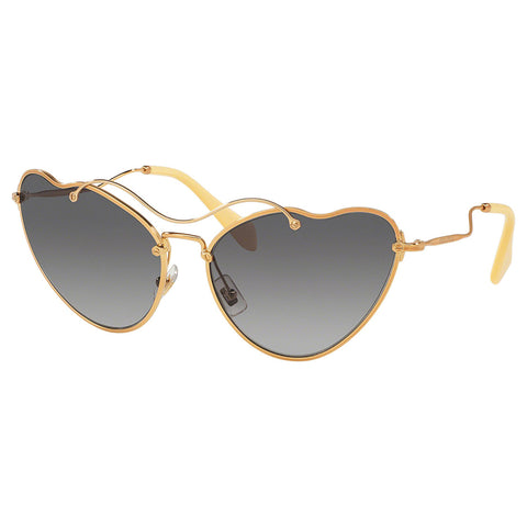 Miu Miu Cat Eye Sunglasses Antique Gold w/Grey Lens Women MU55RS 7OE3E2 65