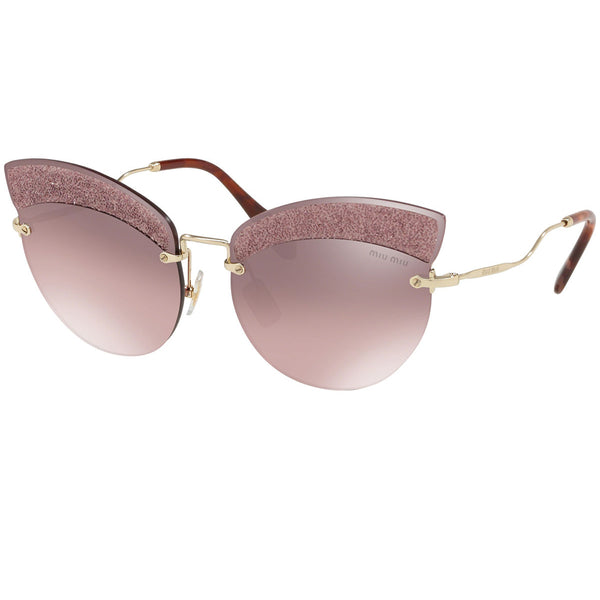 Miu Miu Sunglasses Pale Gold w/Pink Mirrored Women MU58TS W3Q149