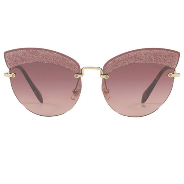 Miu Miu Sunglasses Pale Gold w/Pink Mirrored Women MU58TS W3Q149