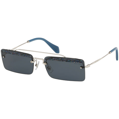 Miu Miu Rectangular Women's Sunglasses Silver Frame w/Grey Lens MU59TS KJT2K1
