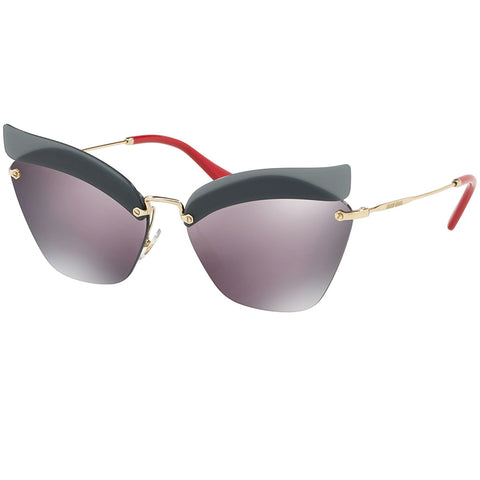 Miu Miu Sunglasses Pale Gold Red w/Purple Mirrored Lens Women MU56TS I18147