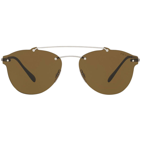 Prada Aviator Men's Sunglasses Silver W/Brown Lens PS55TS 1AP2P1