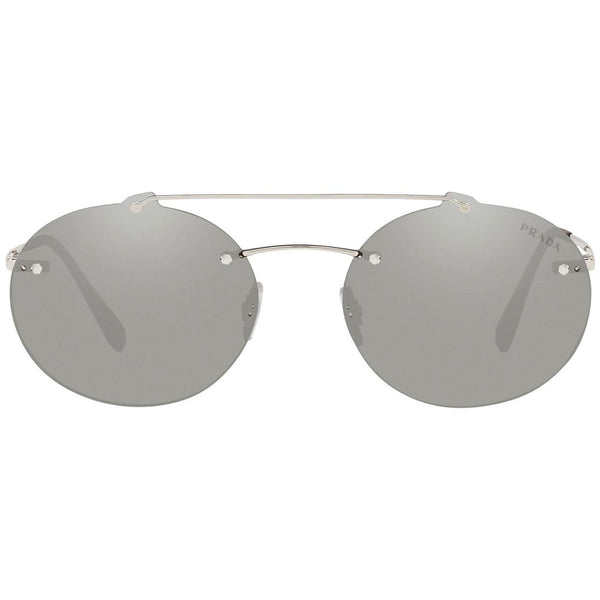 Prada Oval Sunglasses Light Grey Silver Mirrored Lens PS56TS 1BC2B0