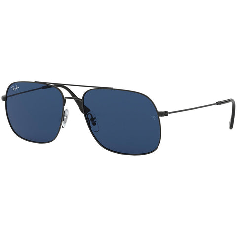 Ray-Ban Aviator Unisex Sunglasses Black Rubber Frame W/Dark Blue Lens RB3595 901480