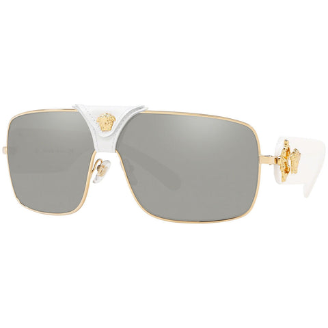 Versace Squared Baroque Unisex Sunglasses w/Light Grey Silver Mirrored Lens VE2207Q 10026G